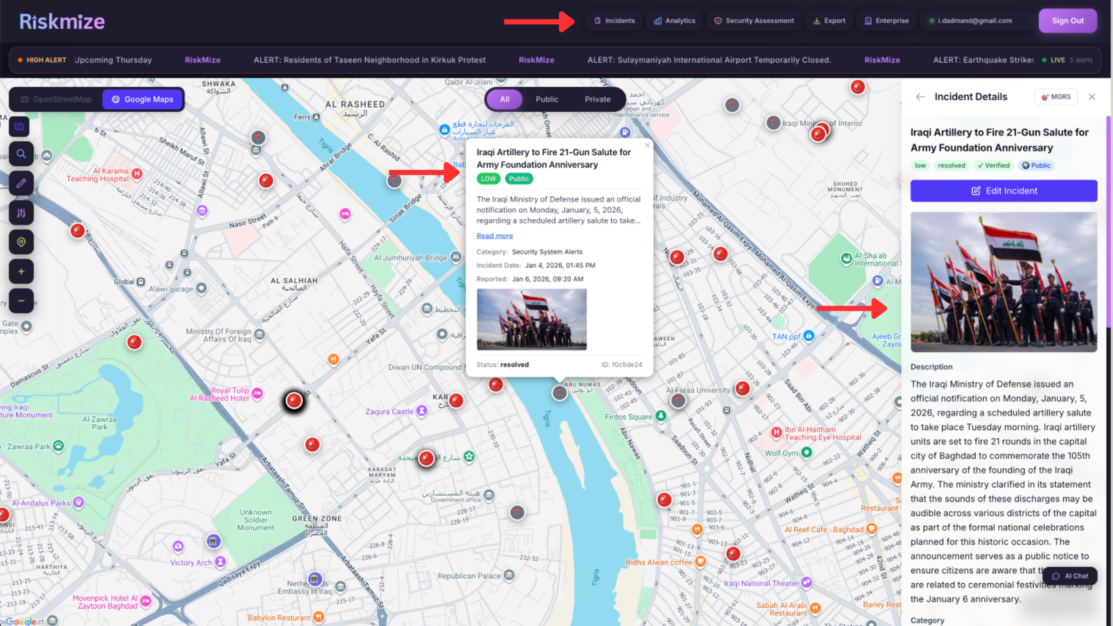 Main dashboard layout